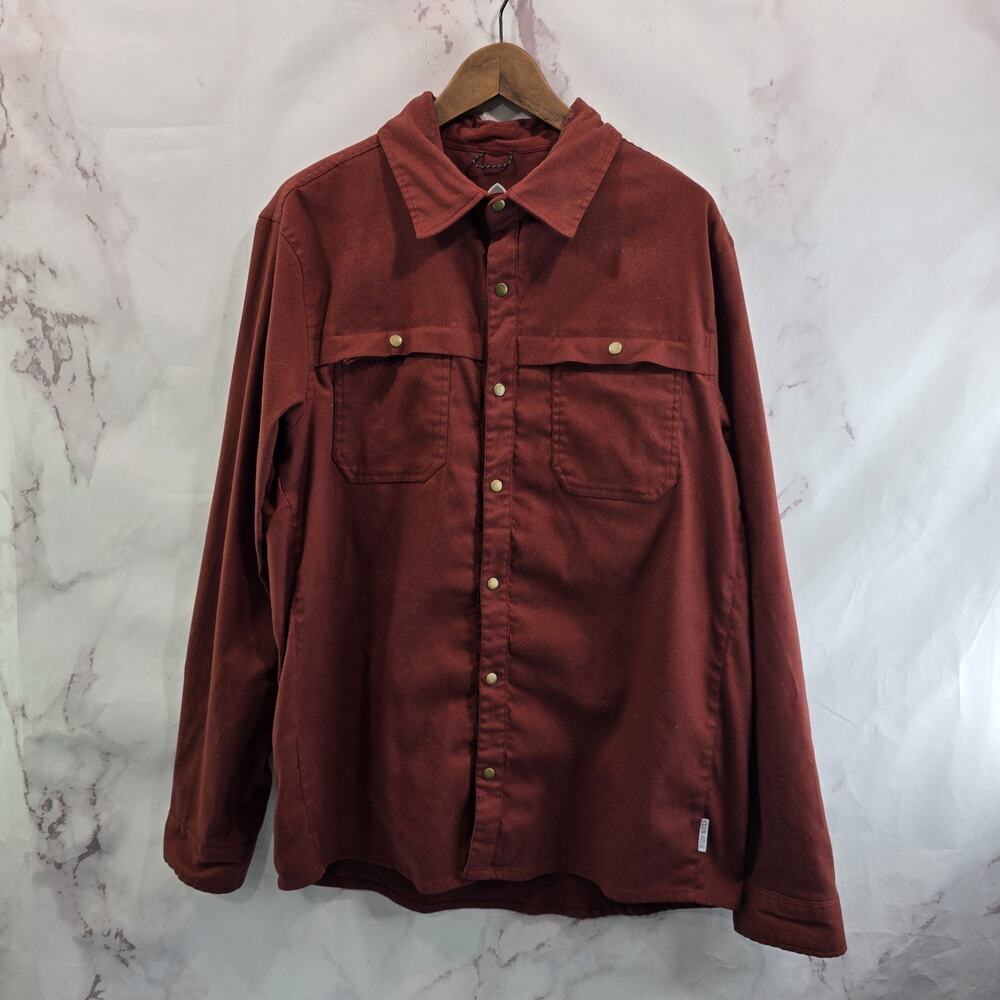 Club Ride Shirt Mens Large Red Button Up Flannel Long Sleeve Collared